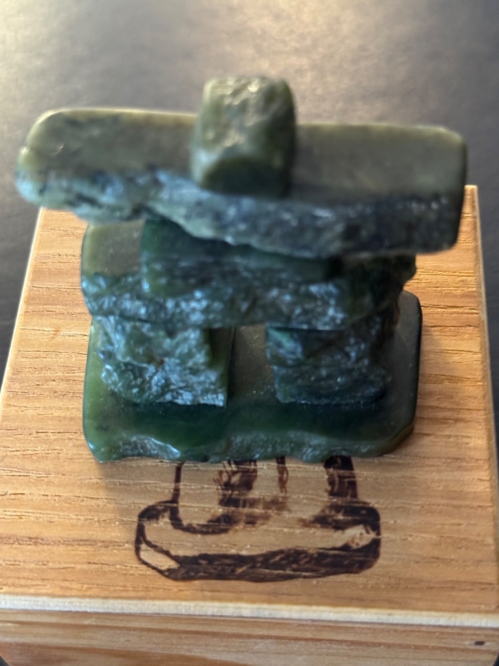 Genuine Canadian Nephrite Jade Inukshuk Figurine - From Vancouver, BC - WOB